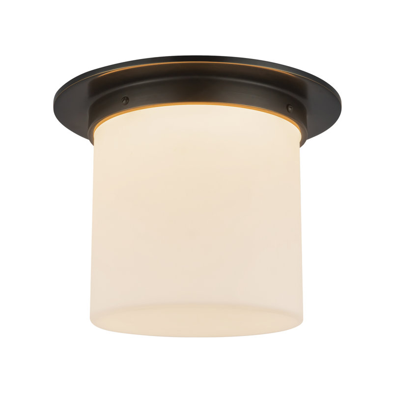 Mineral 11-in Brass Flush Mount, Oil Rubbed Bronze, Opal Glass