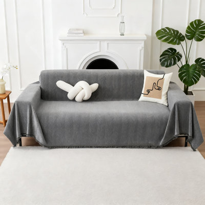 Non-Slip Chenille Sofa Cover With Anti-Slip Dots, Washable Pet Furniture Protector And Couch Blanket For Living Room Sectionals
