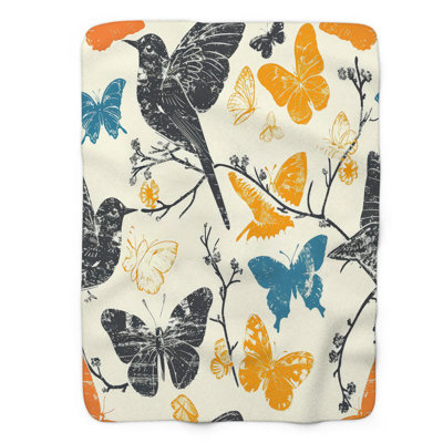 Retro Feathered Flyers - 1 Piece Premium Sherpa Bl Throw Blanket