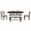 Ensemble de table de salle à manger rustique 6 pièces avec motif brossé-1303561246-1303561243