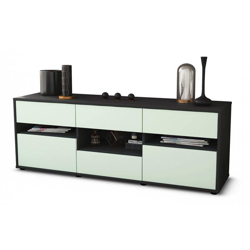 Yarber TV Stand, Light Blue / Matte Anthracite