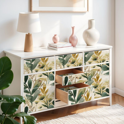 Papier peint auto-adhésif à motif botanique scandinave à motif botanique intérieur auto-adhésif et amovible 17,7 po x 118 po (45 x 300 cm)