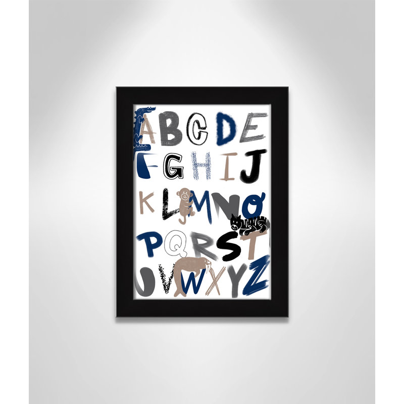 Critter Alphabet 1, impression sur papier, H 14 po x l 10 po x P 0,6 po, Encadré plat noir