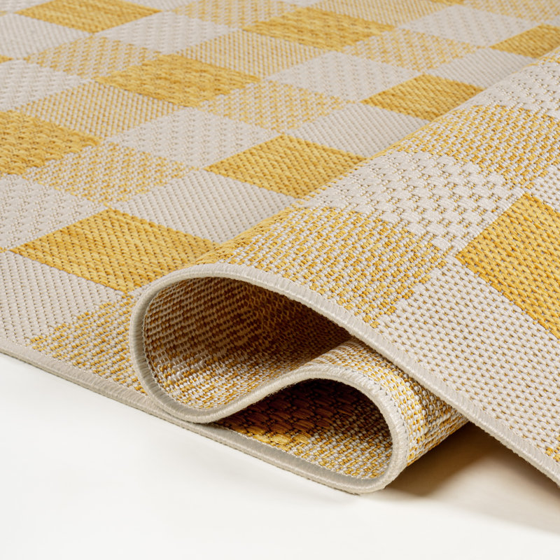 Tapis jaune / crème Drora, Tapis de couloir 2 pi x 7 pi 10 po
