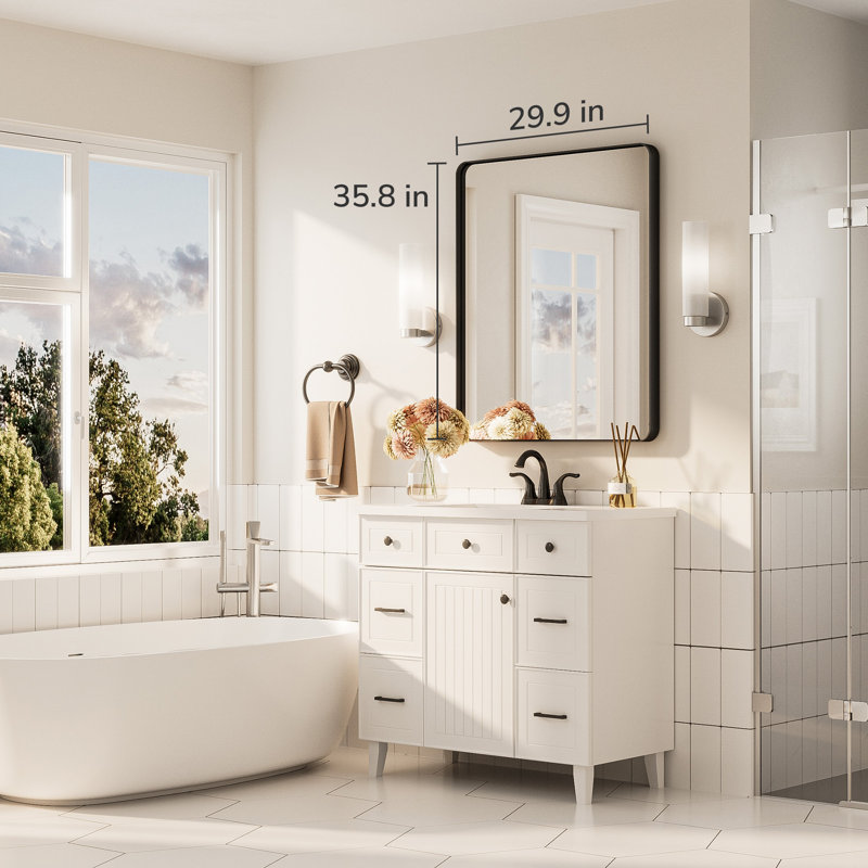 Bathroom Mirror with 1.2" Thick Aluminum Alloy Frame,Wall Mirror with Tempered Glass,Accent Mirror for Entryway,Dining Room,Bedroom