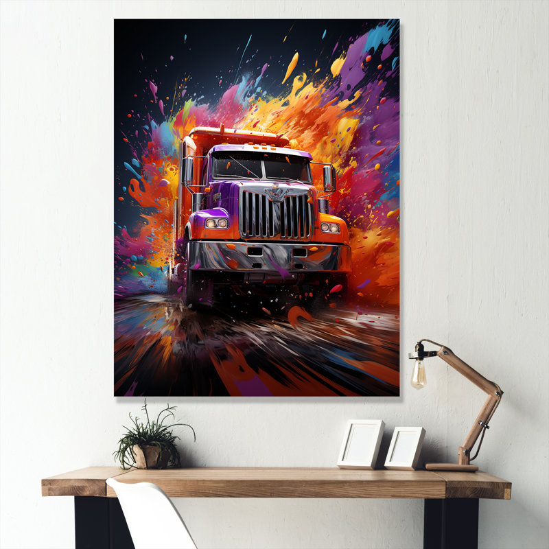 «Expressionist Monster Truck Fury» sur toile, H 32 po x l 24 po x P 1 po, Toile tendue