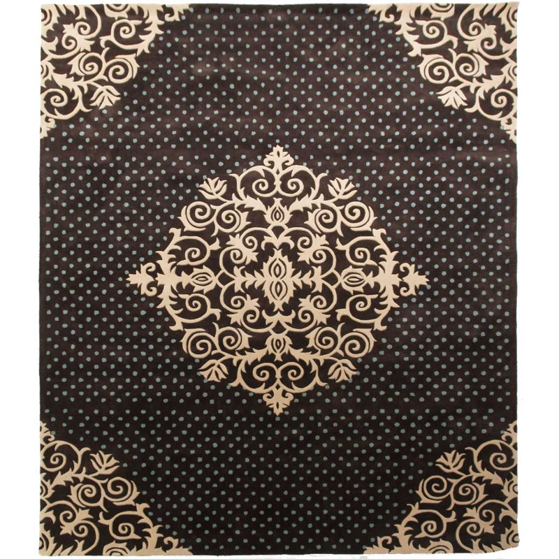 Metro Velvet hand-knotted Wool/Viscose Ivory/Light Blue Area Rug
