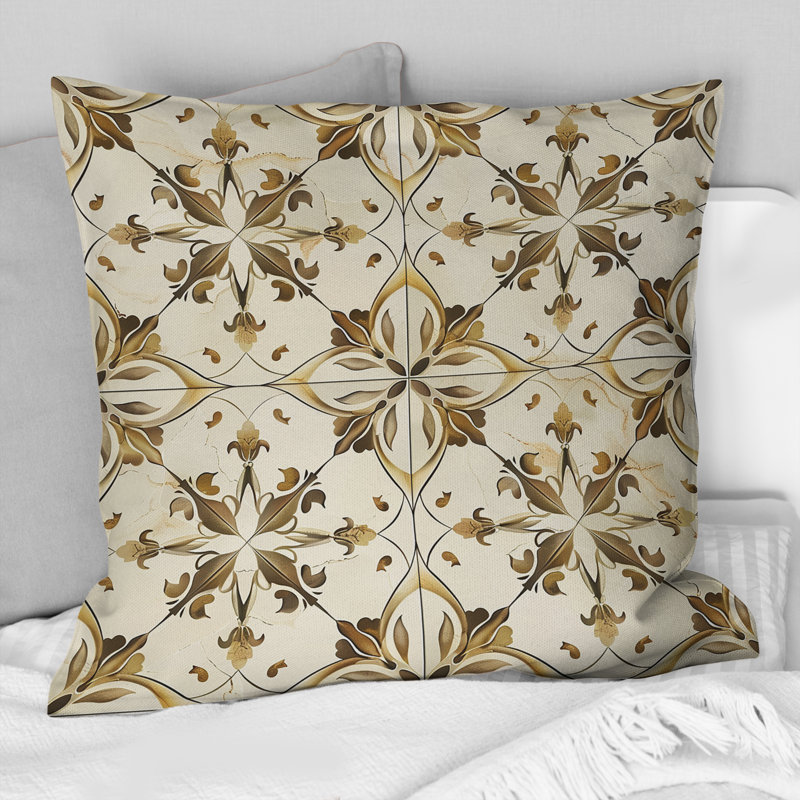 Motif de carreaux noirs et beiges - Coussin décoratif, H 16 po x l 16 po, Carrée