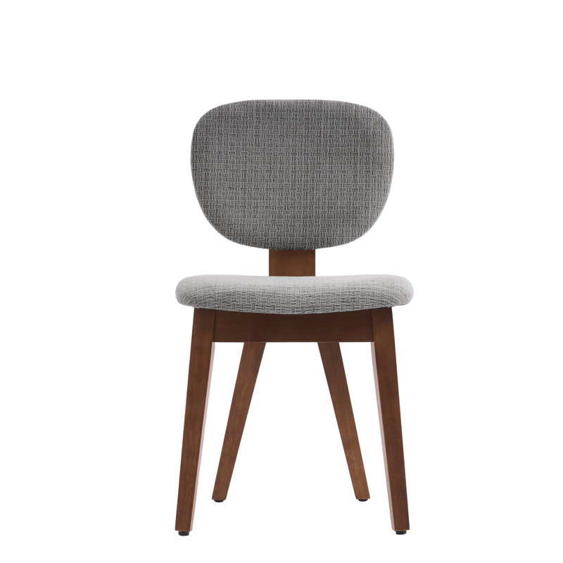 Upholstered Dining Side Chairs With Solid Wood Legs, Gray, Brown
