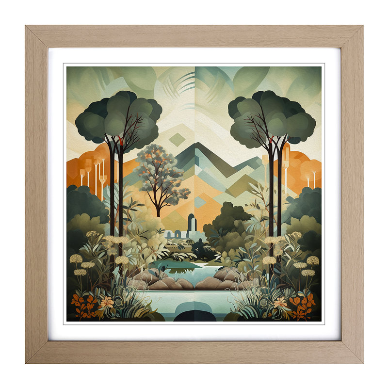 Landscape Deco No.6 - Framed Print, Oak