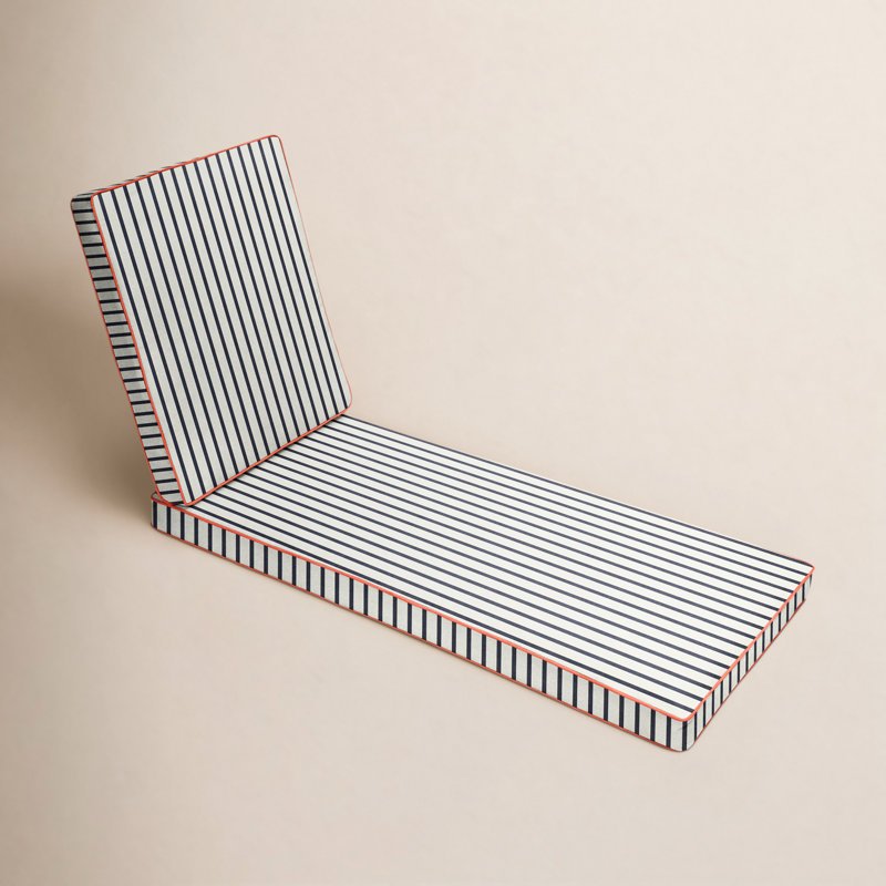 Albia Striped Indoor/Outdoor Sunbrella Seat/Back Chaise Lounge Cushion, 3" H x 24" W x 73" D