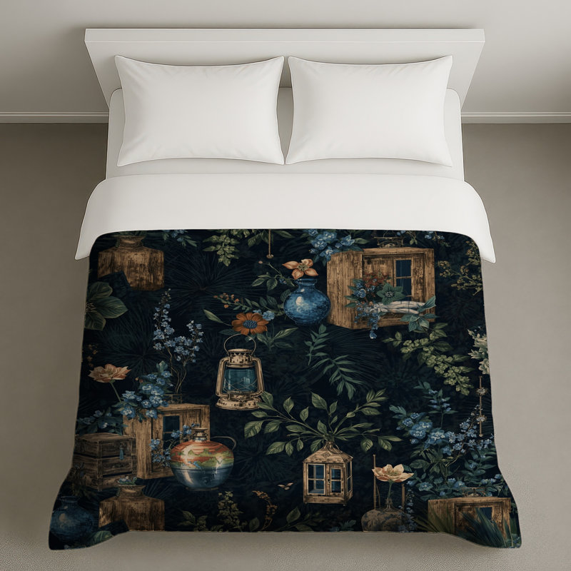 Housses de couette lanternes florales rétro, Grand lit