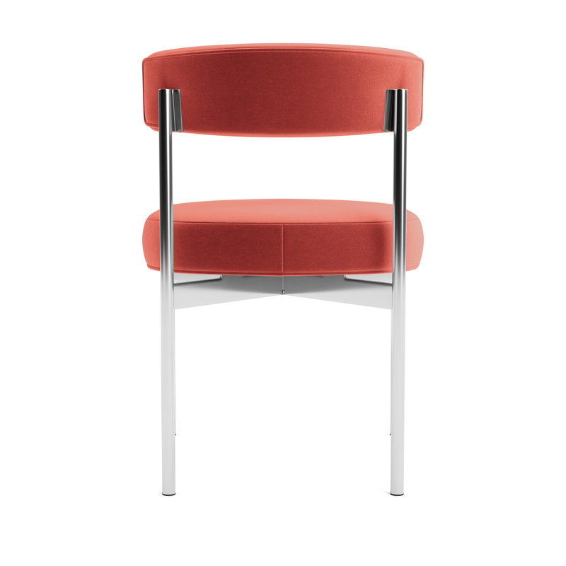 Remy Upholstered Dining Chair, Performance Velvet - Sienna, Polished Stainless Steel
