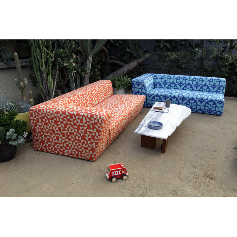 Caroline Sofa, Aqua Sunbrella®, 24" H x 60" W x 43" D