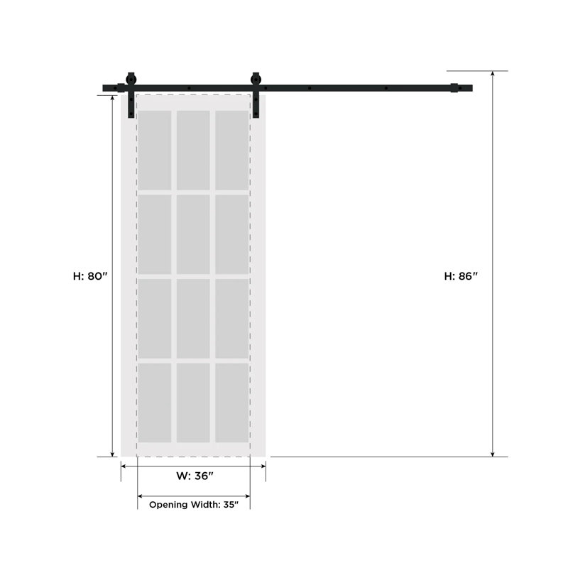 Porte standard en verre givré Mela, 36 po x 80 po