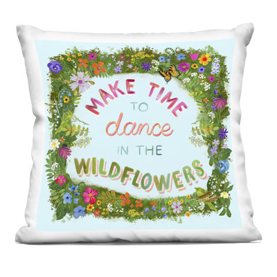 Make Time To Dance Wildflowers Decorative Printed Throw Pillow design by Glad You're Here Co.