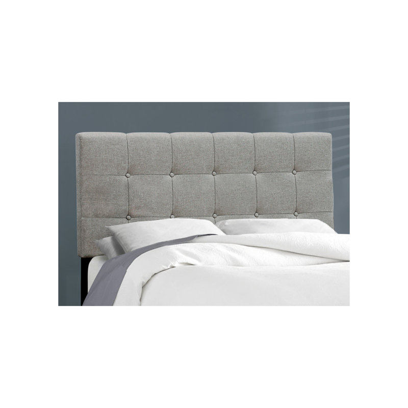 Transitional Upholstered Bed Frame Only for Youth/Teens - Linen Look, Grey, Full