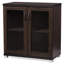 Buffet Guillaumette brun foncé avec deux portes en verre, H 31,09 po x l 32,69 po x P 15,54 po