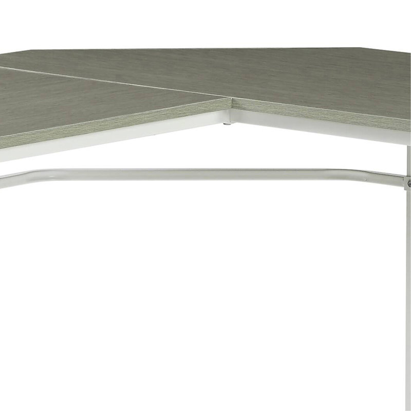 Bureau d'ordinateur en L gris et blanc