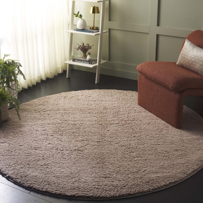 Tapis de couleur unie performance Santalaris, Rond 6 pi 7 po
