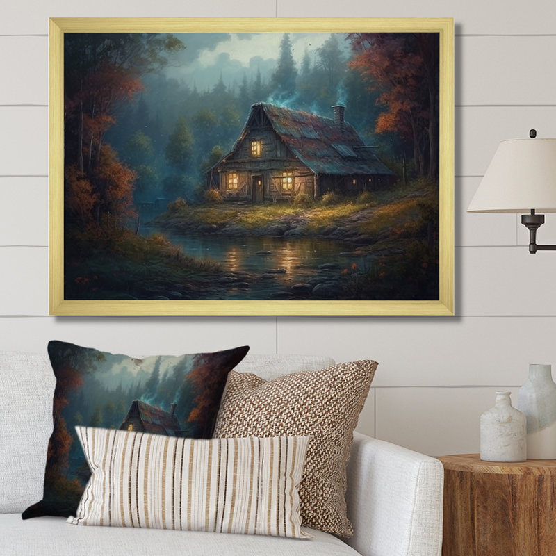 «Rumonda Forest Escape Cabin II», reproduction sur toile, H 24 po x l 32 po x P 1 po, Encadrement doré