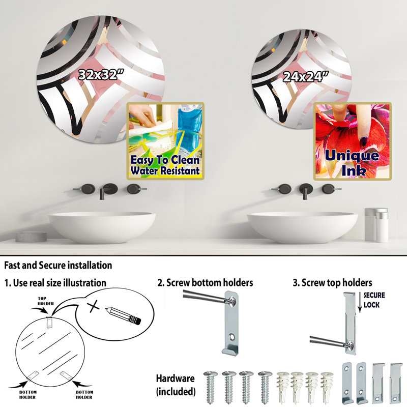 Wogara - Miroir décoratif Wave, 31,4 po x 31,4 po