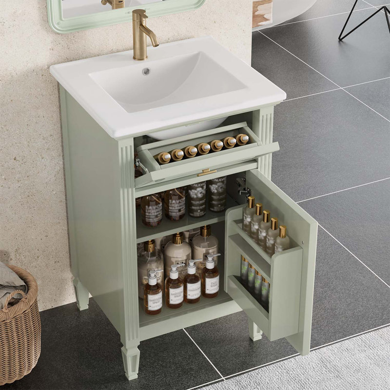 Modern Bathroom Vanity for Compact Spaces, Green