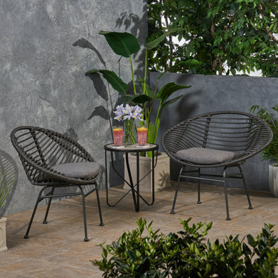 Ensemble de 2 chaises d'extérieur tissées avec coussins Engle