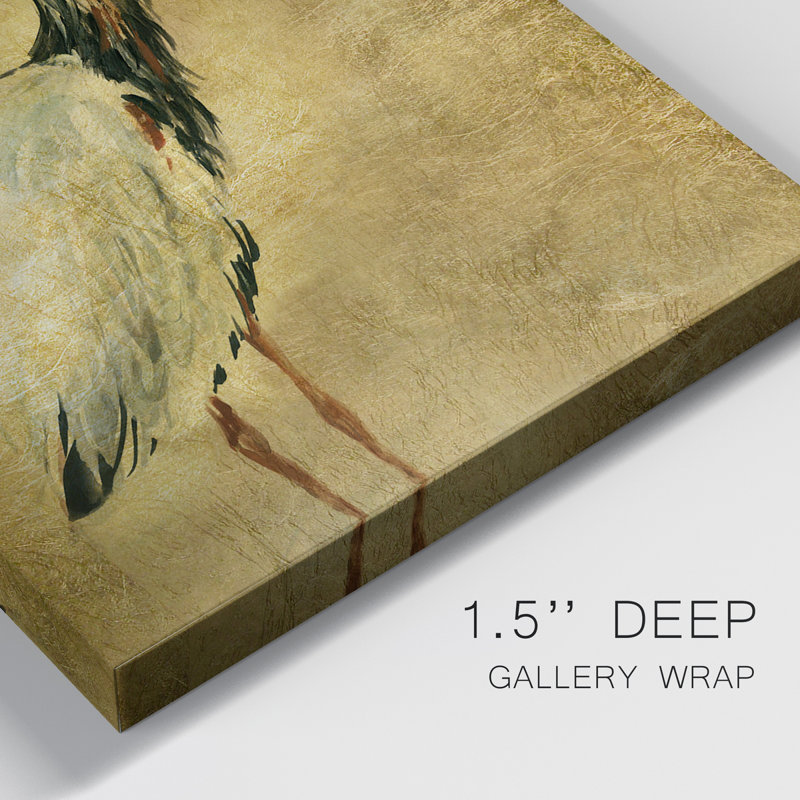 «Gold Crane at Dusk I», ensemble de 2 reproductions d'art sur toiles, H 27 po x l 36 po, Toile tendue, Sans cadre
