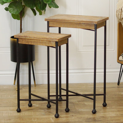 Ensemble de 2 tables d'appoint en métal brun 25 po