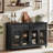 Farmhouse Sideboard Buffet Cabinet With Storage,59" Large Credenza With 4 Glass Doors & 2 Drawers,Adjustable Shelves Console Table,Wood Kitchen Coffee Bar For Dining Room,Living Room-1474769646-1474922012