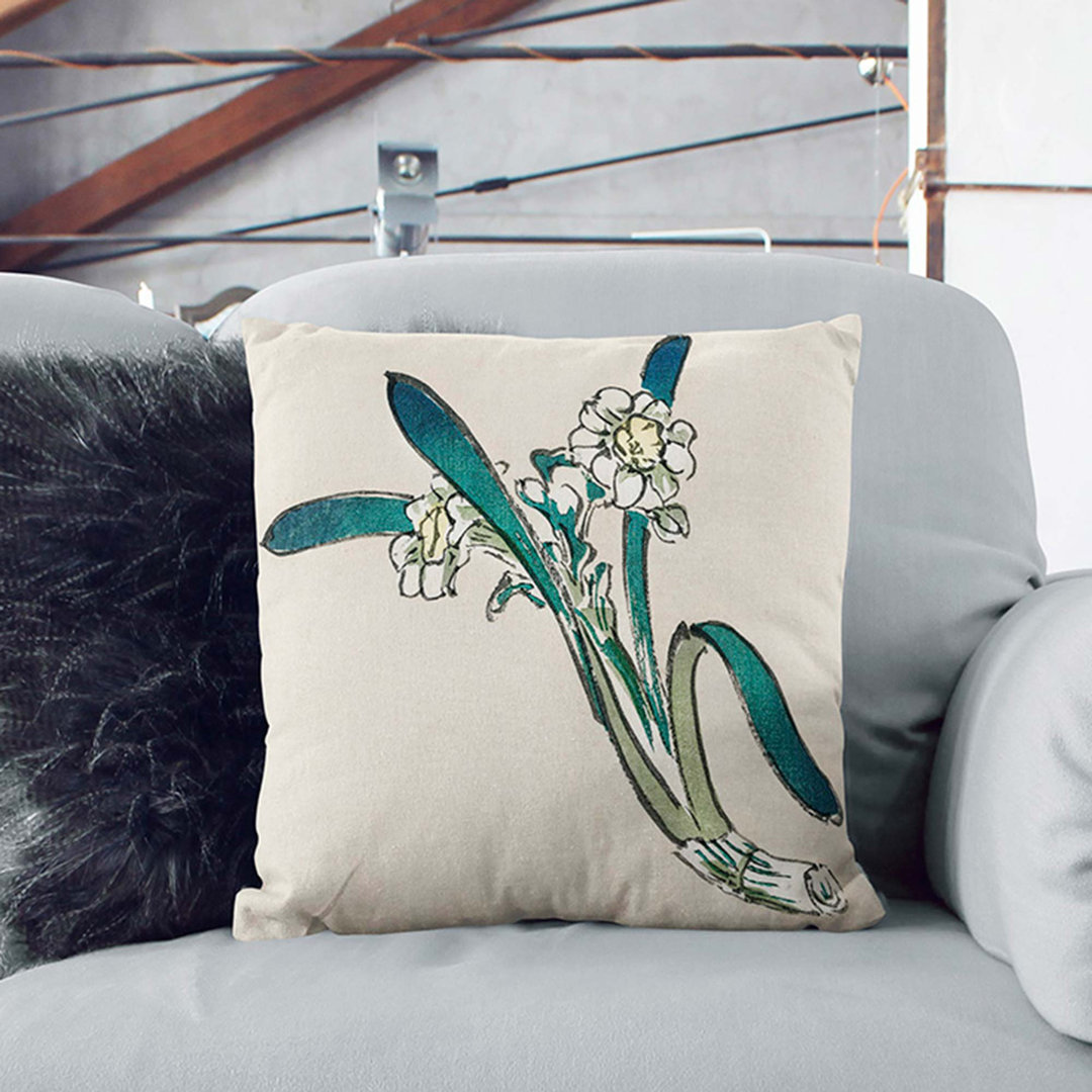 Daffodils by Kono Bairei Cushion with Filling