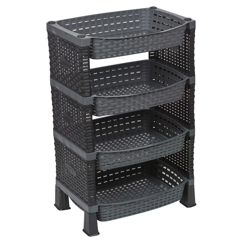 Alexande 41cm W Plastic Storage Rack, Black/Gray