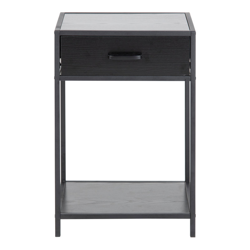 Alexzandra 42cm W Plywood / Laminate Board Bedside Table, Black
