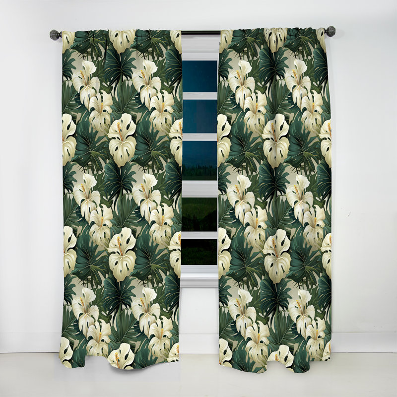 Monstera Elegance Tropical Motif II - Rideau floral - Rideau floral obscurcissant - 1 panneau, L 52 po x L 120 po