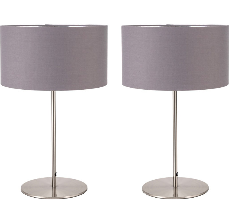 Sundari Metal Table Lamp, Silver, Grey