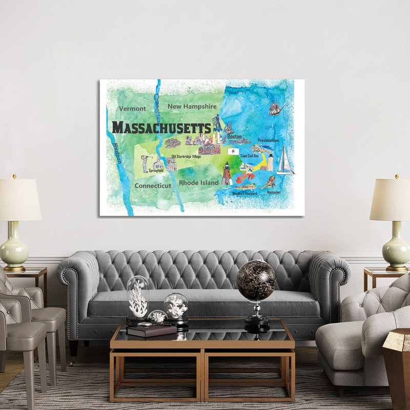 Massachusetts Travel 1 Piece Wrapped Canvas Wall Art, 152.5 cm H x 101.5 cm W