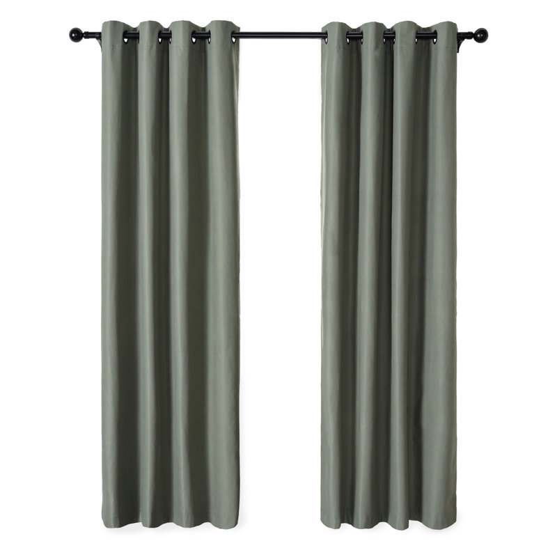 Huseman Soft Cotton Feel Twill 100% Blackout Curtain Pair（2 panels), 52" W x 108" L, Olive