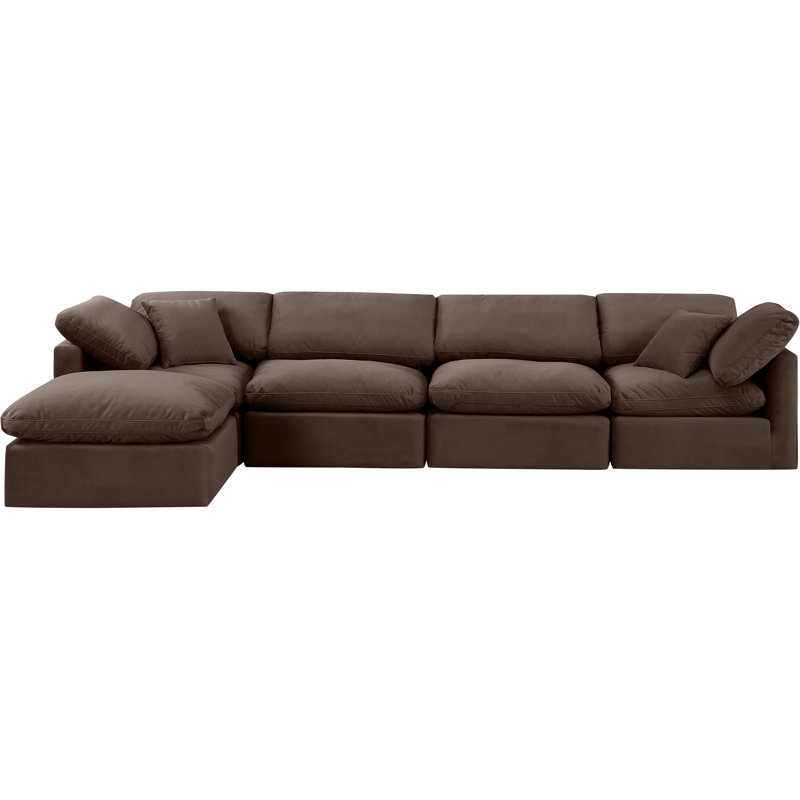 Canapé modulaire 5 pièces Itala, Velours brun