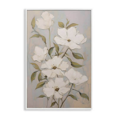 Fleurs nacrées blanches, estampe numérique encadrée par Petals Prints Design