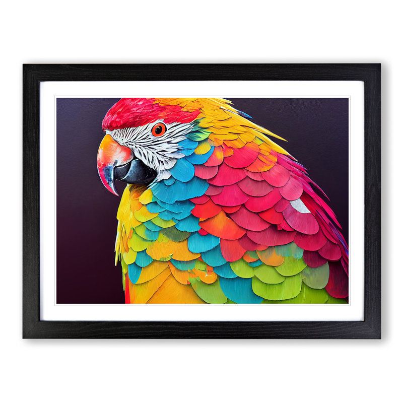 XH1022-6792X Parrot Portrait Vol.1 - Single Picture Frame Print, Black, 25cm H x 34cm W x 2cm D