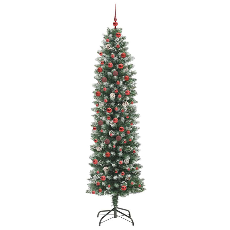 Artificial Slim Christmas Tree, Red, 6.89' H