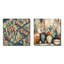 Abstractions urbaines orange et vertes - ensemble de 2 collages abstraits carrés-918866895-918866894