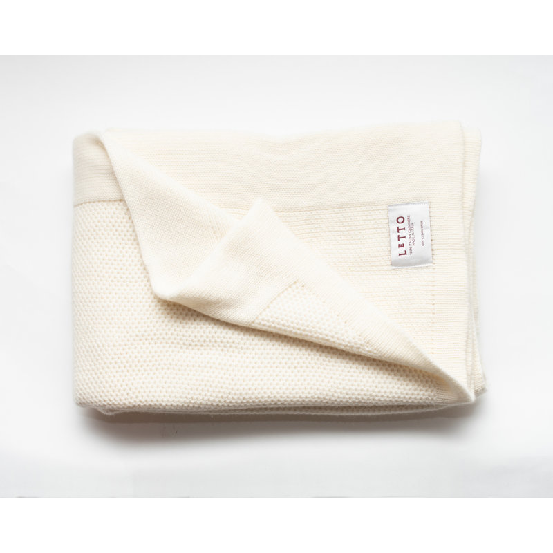 Domenica Knit Cashmere Throw Blanket, Vanilla