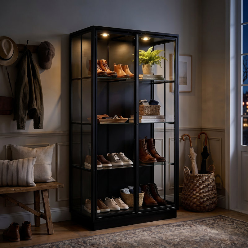 Range-chaussures en verre avec DEL