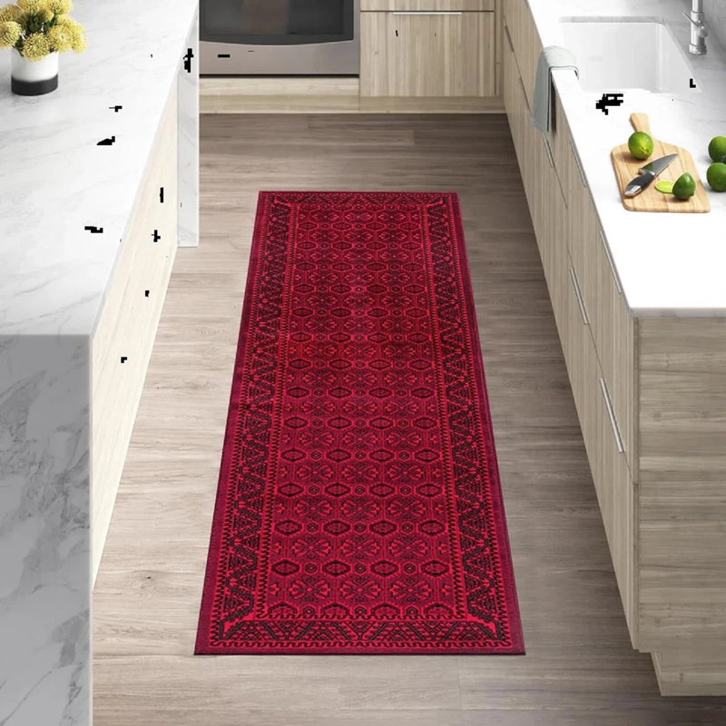 Floral Area Rug, Rectangle 80 x 300 cm