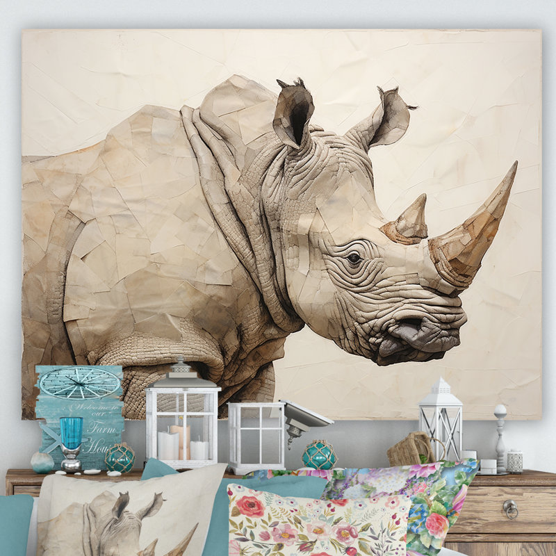 Puissant rhinocéros II, Toile tendue, H 24 po x l 32 po x P 1 po