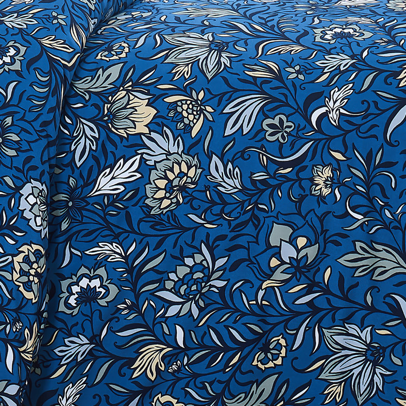 Blooming Blossoms Duvet Cover Set, Twin Duvet Cover + 1 Shams, Blue