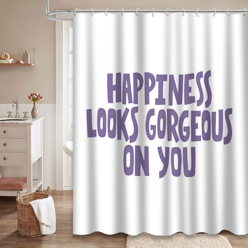 Rideau de douche Happiness Lettrage, L 72 po x l 72 po