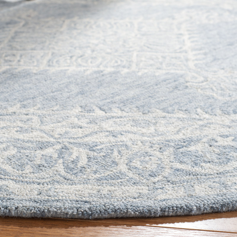 Jones Street Hand Tufted Wool/Cotton Oriental Rug in Gray, Round 5'